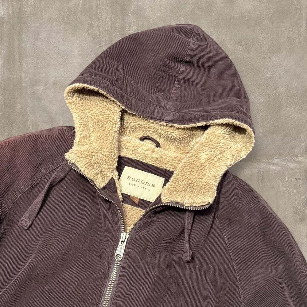 Sonoma Sherpa Lined Corduroy Hoodie Zip Up Jacket